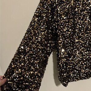Willow & Root sequined crop top Gold/Black/Silver Lined NWT